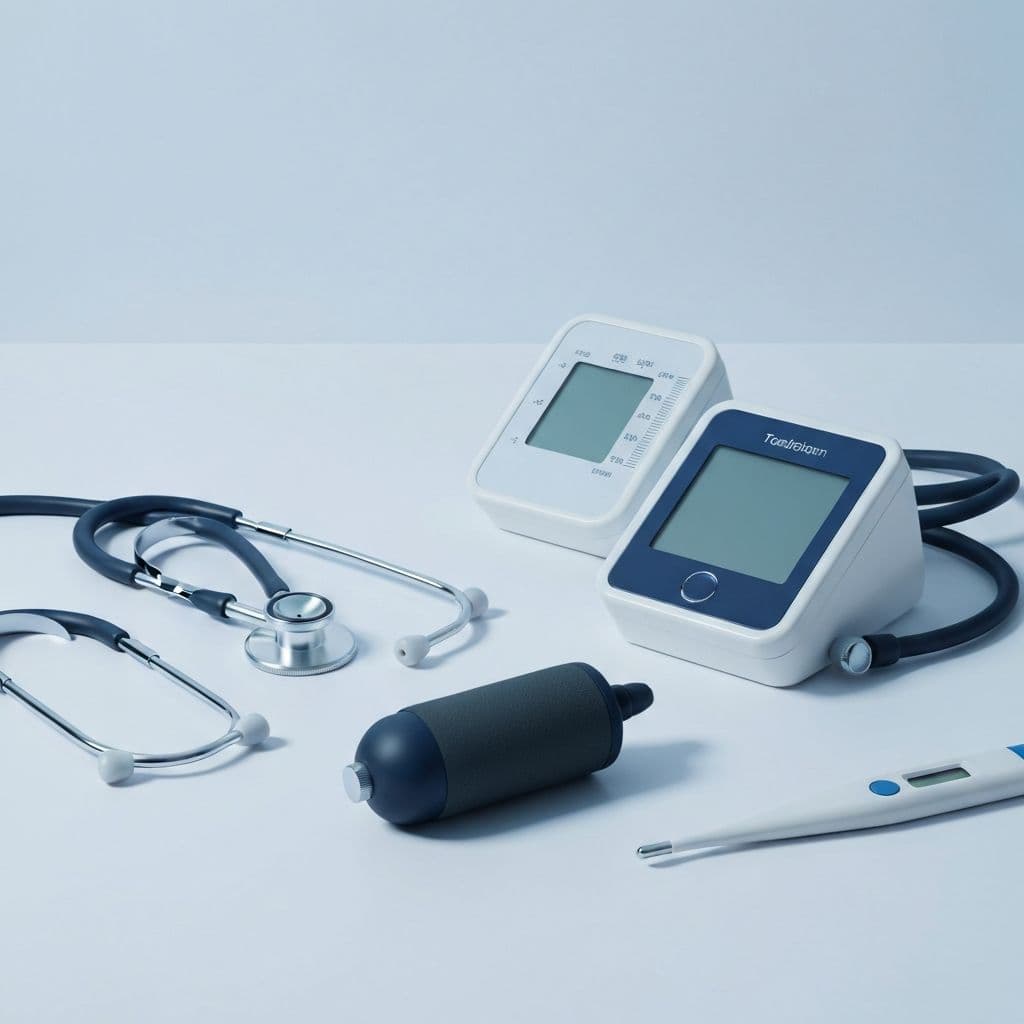 Professional medical equipment arranged on a clean surface